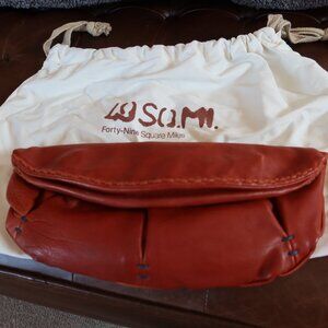 49 Square Miles clutch bag large in orangey brown Italian leather w dust cover